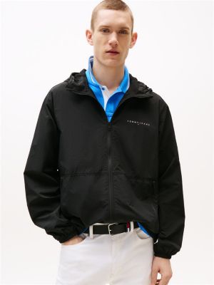 black chicago zip-thru windbreaker jacket for men tommy jeans