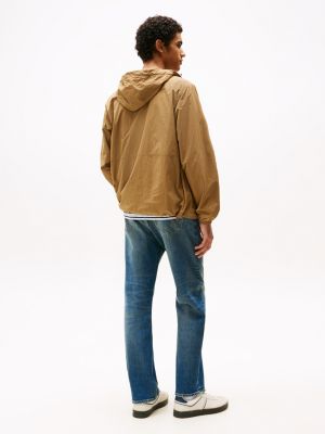 brown water repellent relaxed chicago windbreaker for men tommy jeans