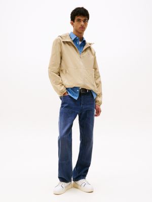 blue water repellent relaxed chicago windbreaker for men tommy jeans