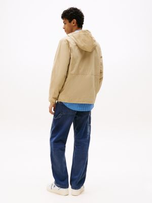 blue water repellent relaxed chicago windbreaker for men tommy jeans