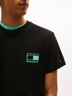 czarny t-shirt o wąskim kroju z logo dla mężczyźni - tommy jeans