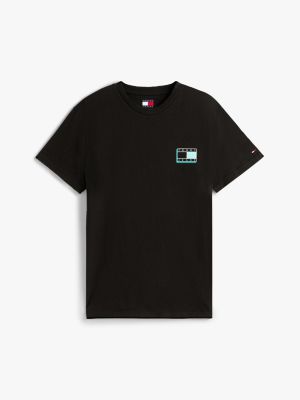 czarny t-shirt o wąskim kroju z logo dla mężczyźni - tommy jeans