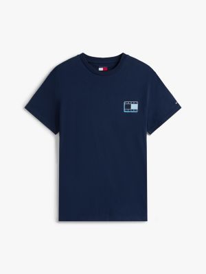 blau slim fit t-shirt mit abgestimmtem logo für herren - tommy jeans