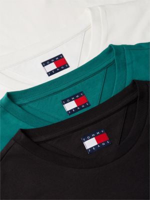 multi 3-pack tommy flag extra slim t-shirts for men tommy jeans