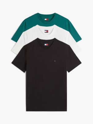 multi 3er-pack extra slim fit t-shirts mit tommy flag für herren - tommy jeans