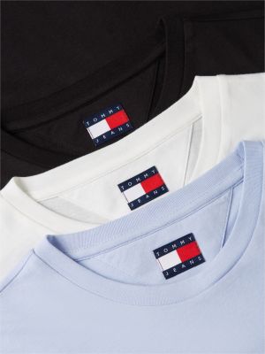 lot de 3 t-shirts extra slim tommy flag plusieurs couleurs pour hommes tommy jeans