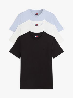 lot de 3 t-shirts extra slim tommy flag multi pour hommes tommy jeans