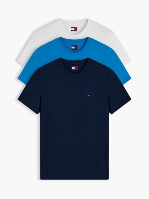 multi 3-pack tommy flag extra slim t-shirts for men tommy jeans