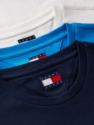 multi 3-pack tommy flag extra slim t-shirts for men tommy jeans