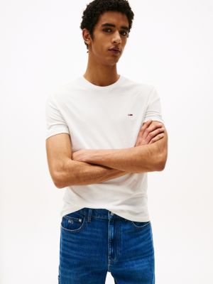lot de 3 t-shirts extra slim à drapeau plusieurs couleurs pour hommes tommy jeans