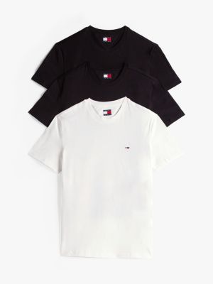 multi 3-pack flag embroidery extra slim t-shirts for men tommy jeans