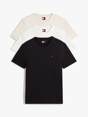 multi 3-pack flag embroidery extra slim t-shirts for men tommy jeans