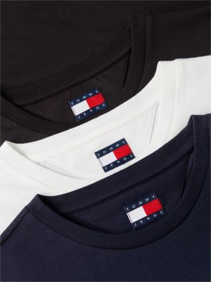 multi 3er-pack tommy flag extra slim jersey-t-shirts für herren - tommy jeans