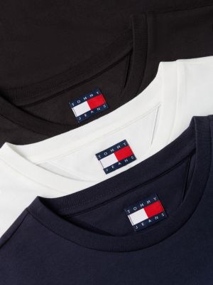 multi 3-pack tommy flag extra slim t-shirts for men tommy jeans