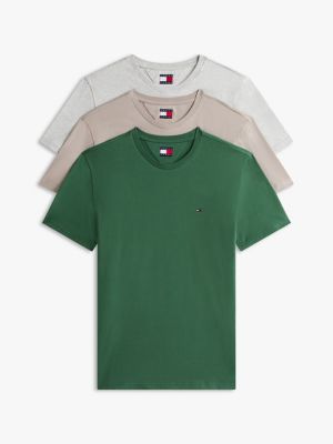 multi 3-pack tommy flag extra slim jersey t-shirts for men tommy jeans