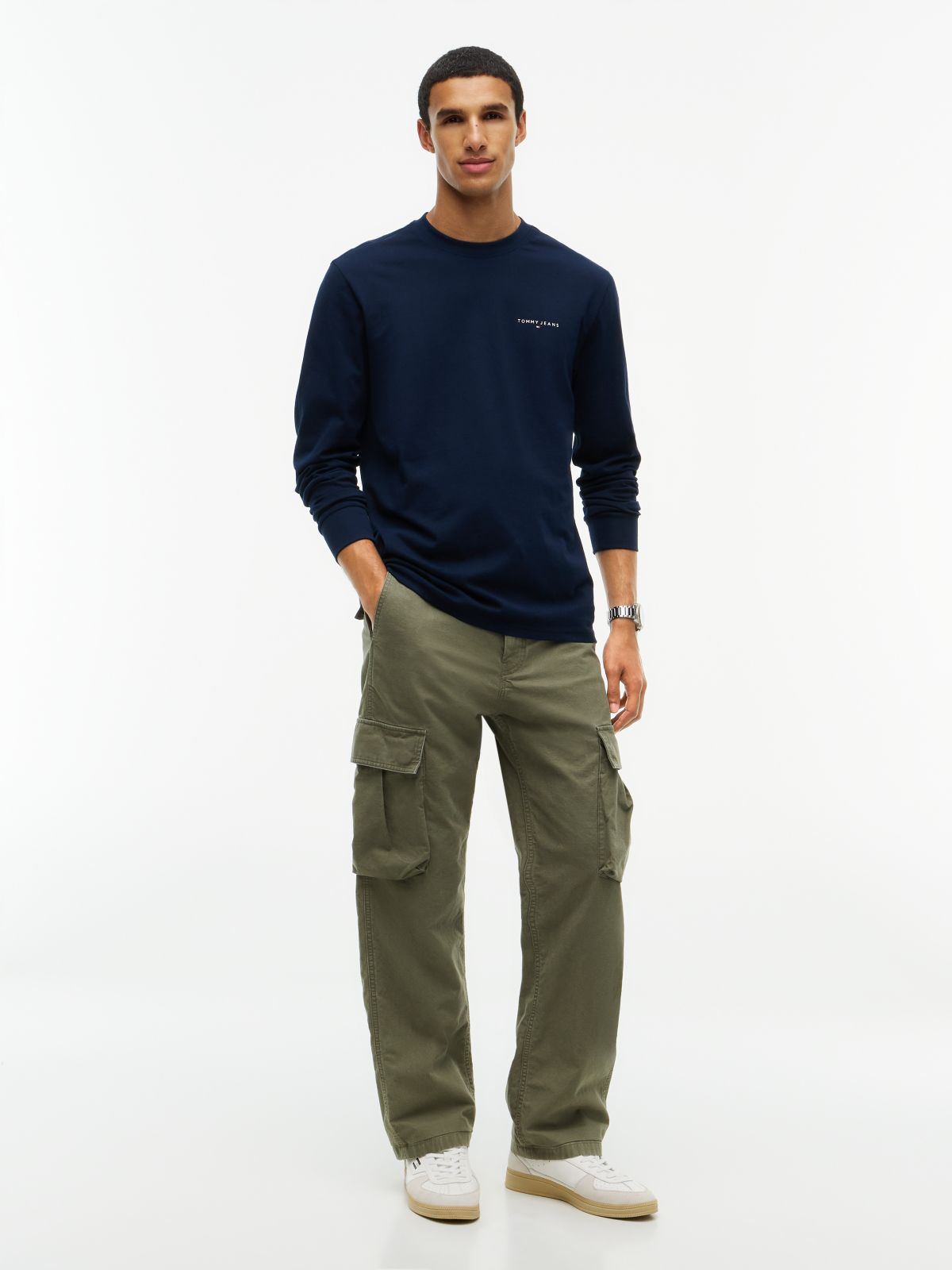 Linear Logo Slim Long Sleeve T-Shirt — Blue