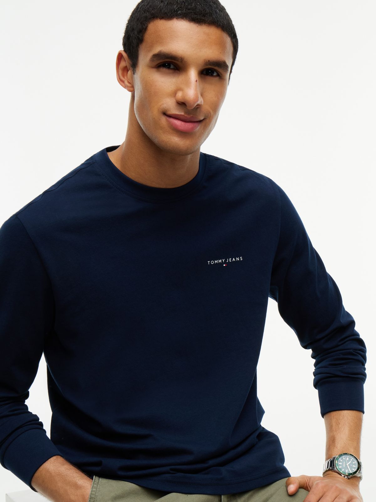 Linear Logo Slim Long Sleeve T-Shirt — Blue