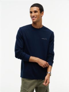 Linear Logo Slim Long Sleeve T-Shirt — Blue 1