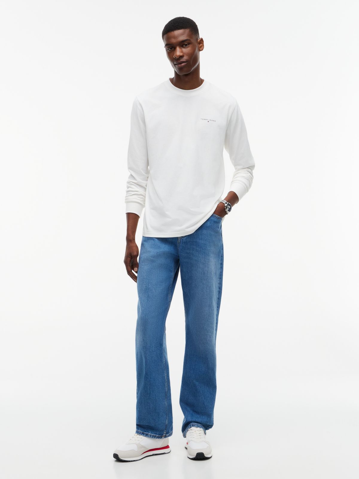Linear Logo Slim Long Sleeve T-Shirt — White
