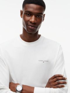 Linear Logo Slim Long Sleeve T-Shirt — White 3