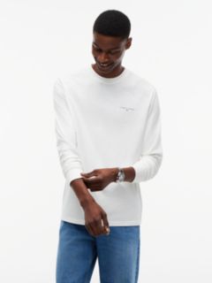 Linear Logo Slim Long Sleeve T-Shirt — White 1