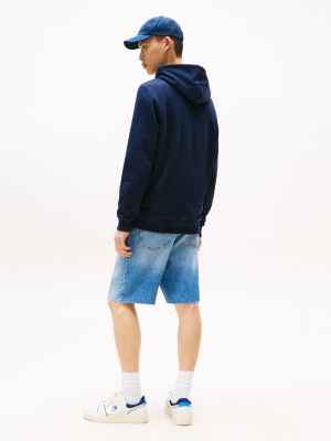 blue tonal logo drawstring hoody for men tommy jeans