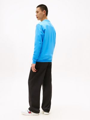 zwart sweatshirt met ronde hals en stacklogo voor heren - tommy jeans