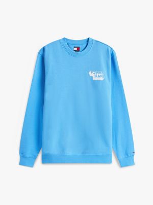 zwart sweatshirt met ronde hals en stacklogo voor heren - tommy jeans