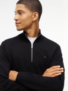 Tommy Flag Lightweight Slim Quarter-Zip Jumper — Black 3