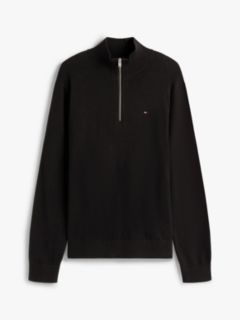 Tommy Flag Lightweight Slim Quarter-Zip Jumper — Black 5