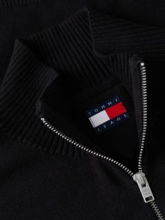 Tommy Flag Lightweight Slim Quarter-Zip Jumper — Black 7