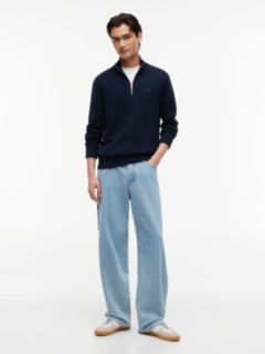 Tommy Flag Lightweight Slim Quarter-Zip Jumper — Blue 2