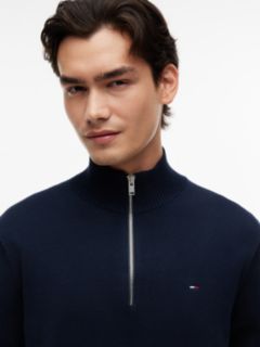 Tommy Flag Lightweight Slim Quarter-Zip Jumper — Blue 3