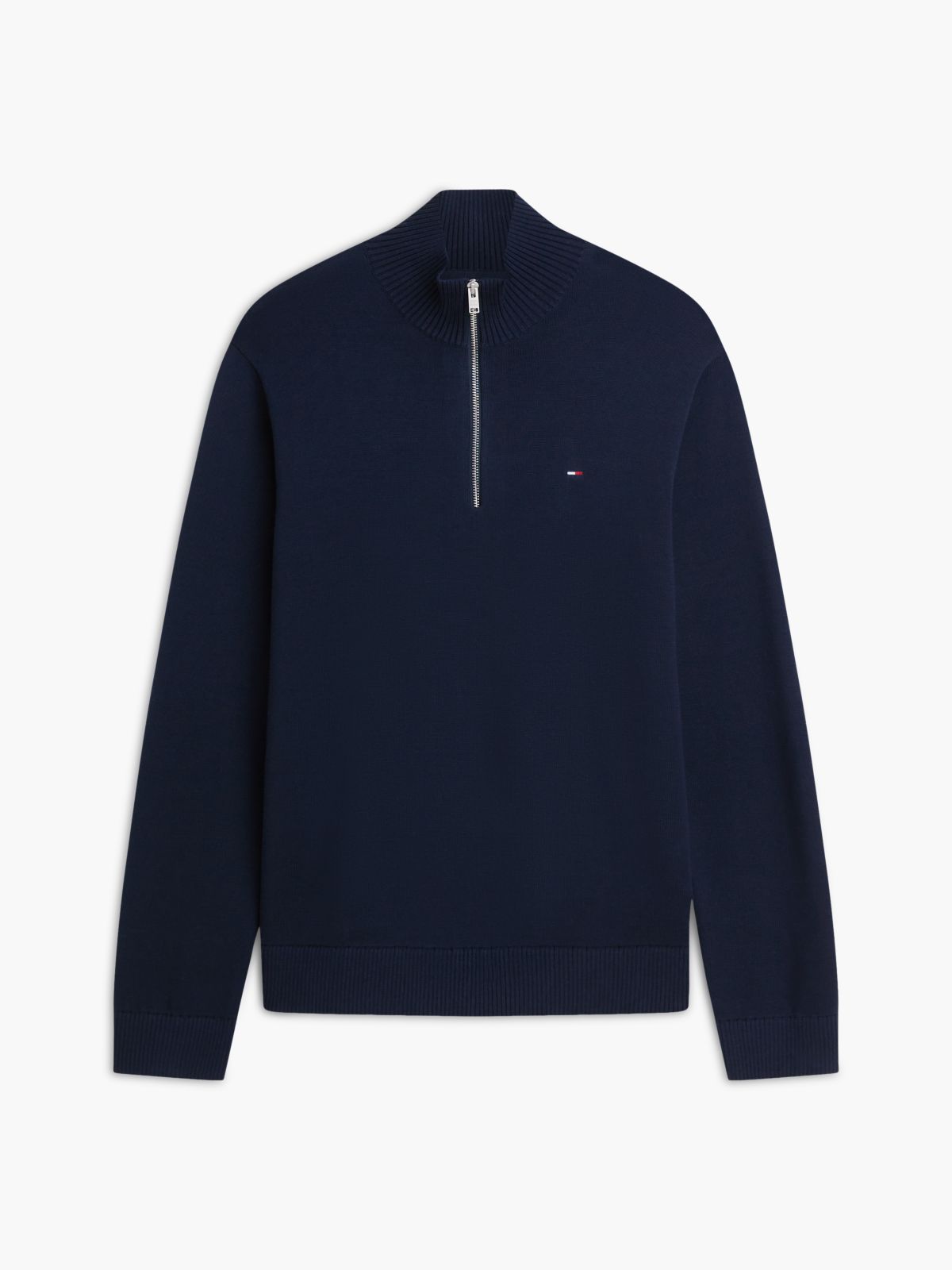 Tommy Flag Lightweight Slim Quarter-Zip Jumper — Blue