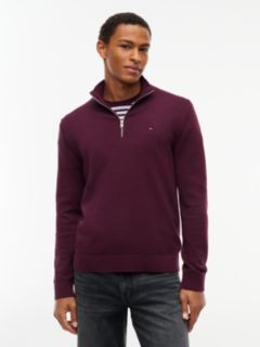 Tommy Flag Lightweight Slim Quarter-Zip Jumper — Purple 1