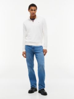 Tommy Flag Lightweight Slim Quarter-Zip Jumper — White 2