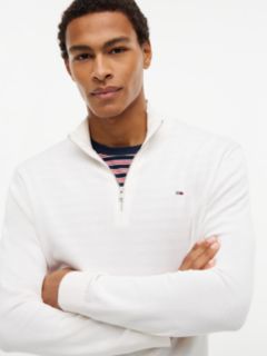 Tommy Flag Lightweight Slim Quarter-Zip Jumper — White 3