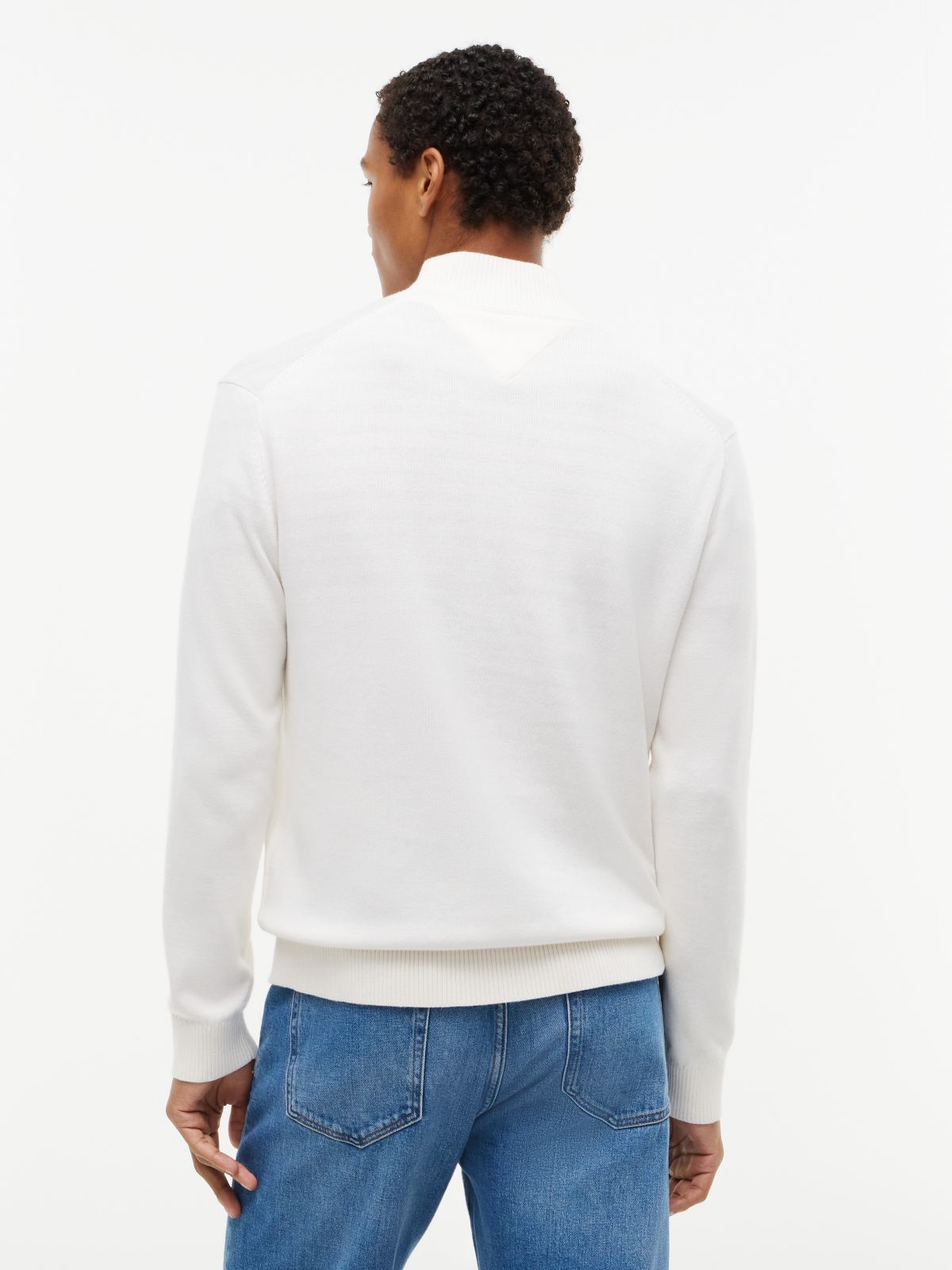 Tommy Flag Lightweight Slim Quarter-Zip Jumper — White