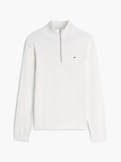 Tommy Flag Lightweight Slim Quarter-Zip Jumper — White 5