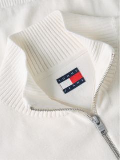 Tommy Flag Lightweight Slim Quarter-Zip Jumper — White 6