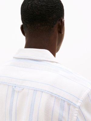 beige regular fit overhemd met korte mouwen voor heren - tommy jeans