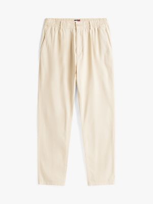 beige isaac relaxed fit hose für herren - tommy jeans