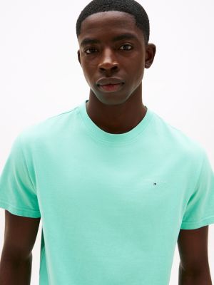 grün slim fit t-shirt mit länglichem logo für herren - tommy jeans