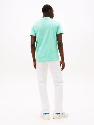 grün slim fit t-shirt mit länglichem logo für herren - tommy jeans