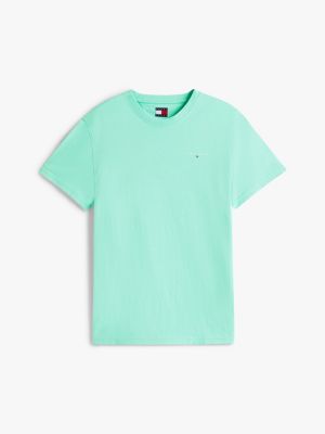grün slim fit t-shirt mit länglichem logo für herren - tommy jeans