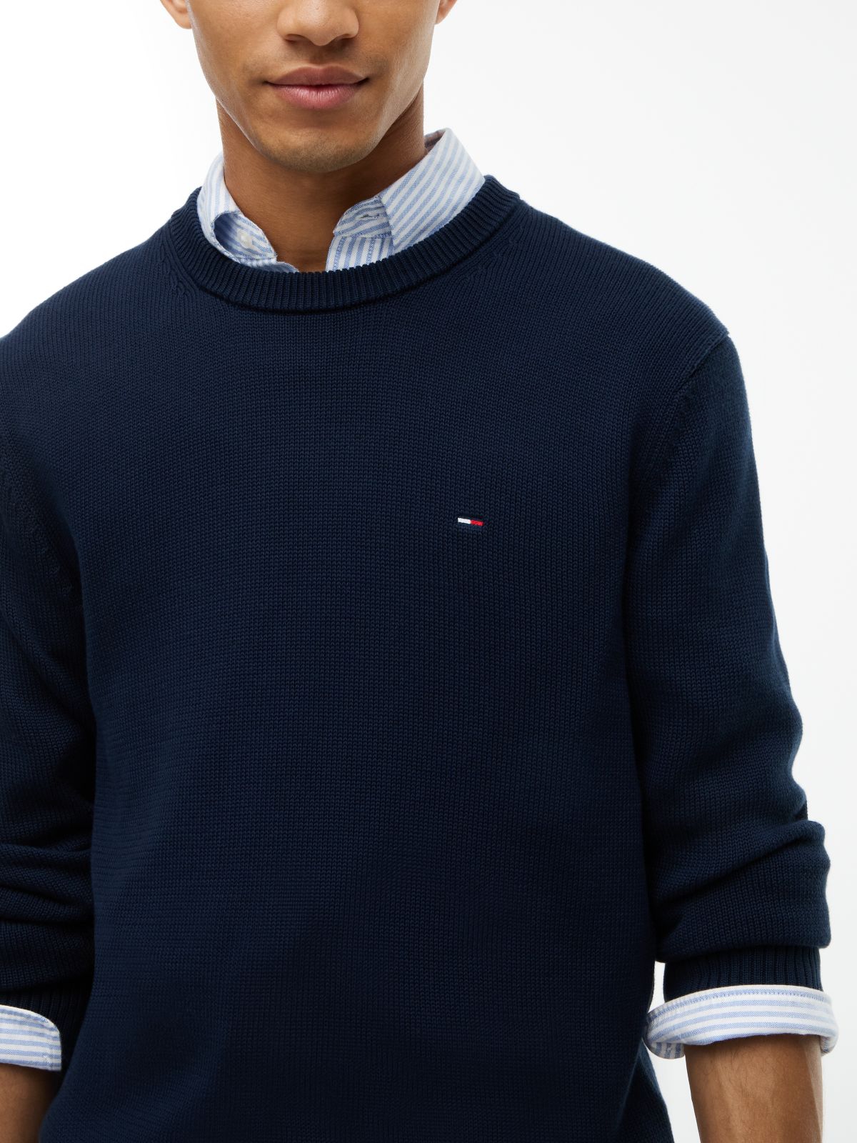 Tommy Flag Textured Slim Jumper — Blue