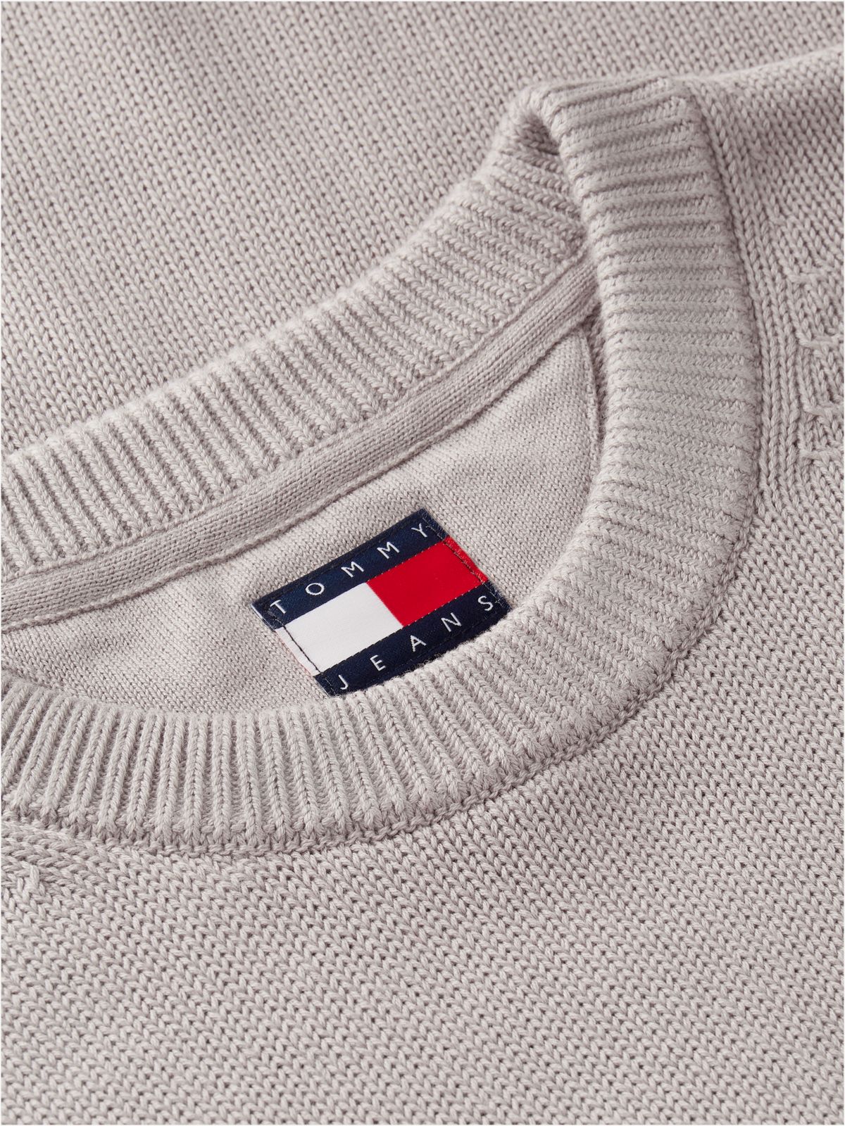 Tommy Flag Textured Slim Jumper — Grey