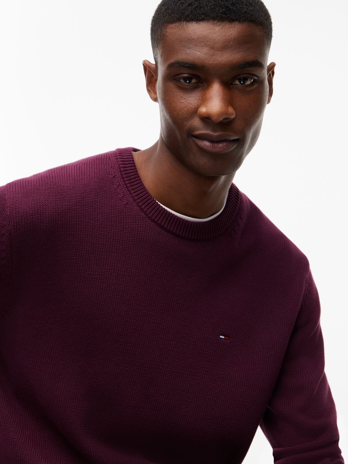 Tommy Flag Textured Slim Jumper — Purple