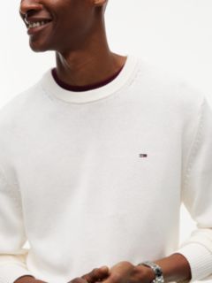 Tommy Flag Textured Slim Jumper — White 3