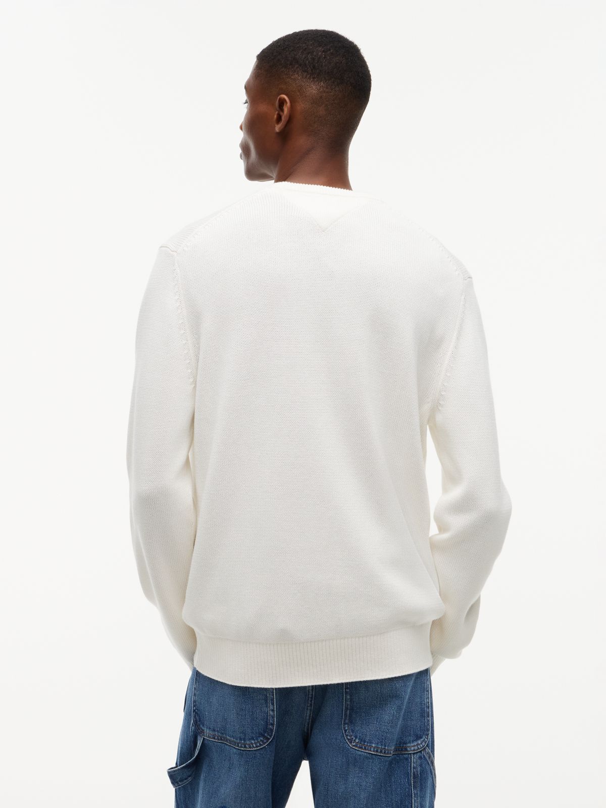 Tommy Flag Textured Slim Jumper — White